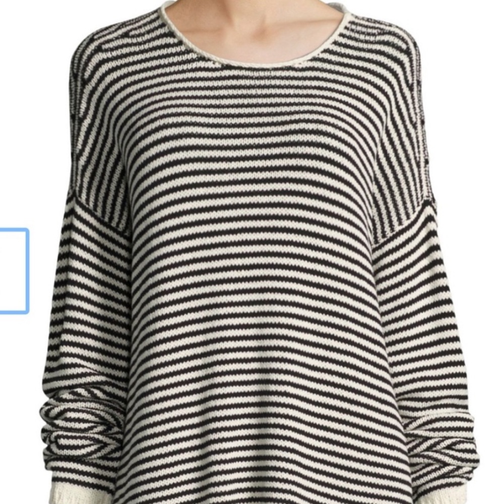 Eileen Fisher Black & Cream Striped Sweater